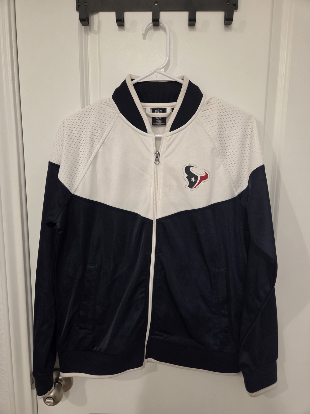 NFL White and Navy Houston Texans Bomber Jacket